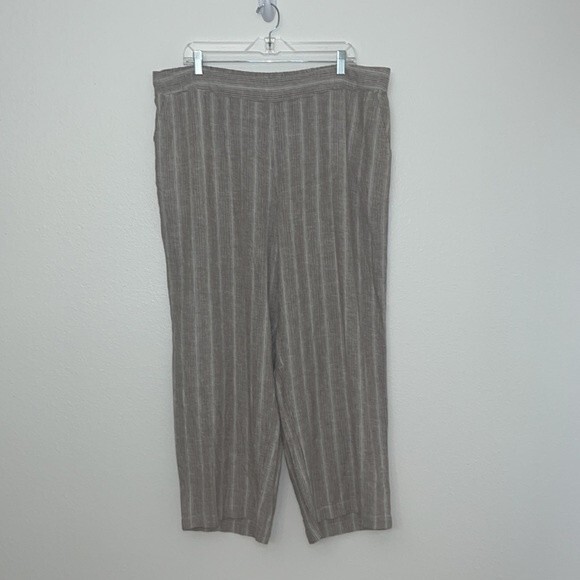 Isaac Mizrahi Bridgehampton Wide Leg Linen Pant Women's A485815 Sz 1XP mocha - Picture 3 of 10